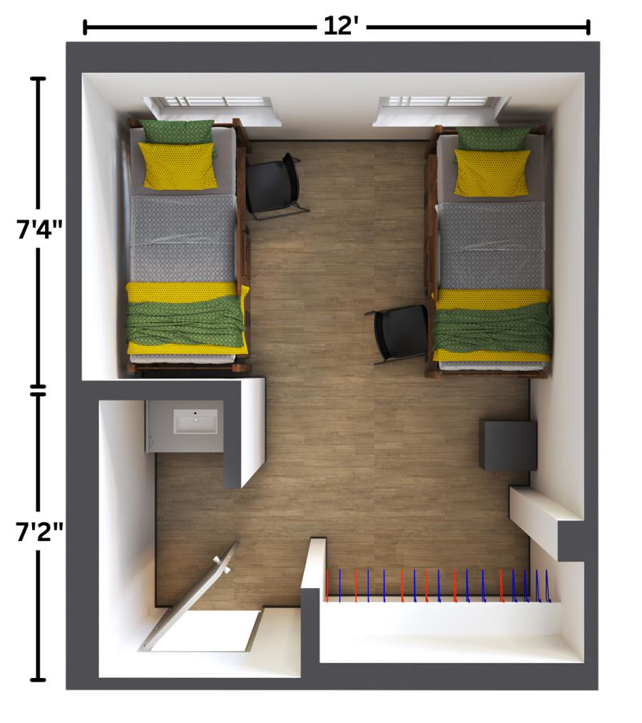Double Room Pod Bath Floorplan
